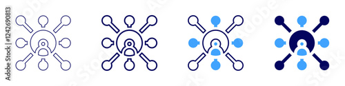 Network seminar icon in 4 different styles. Thin Line, Line, Bold, and Bold Line. Duotone style. Editable stroke