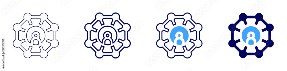 Network virtualization icon in 4 different styles. Thin Line, Line, Bold, and Bold Line. Duotone style. Editable stroke Network virtualization icon in 4 different styles. Thin Line, Line, Bold, and Bold Line. Duotone style. Editable stroke