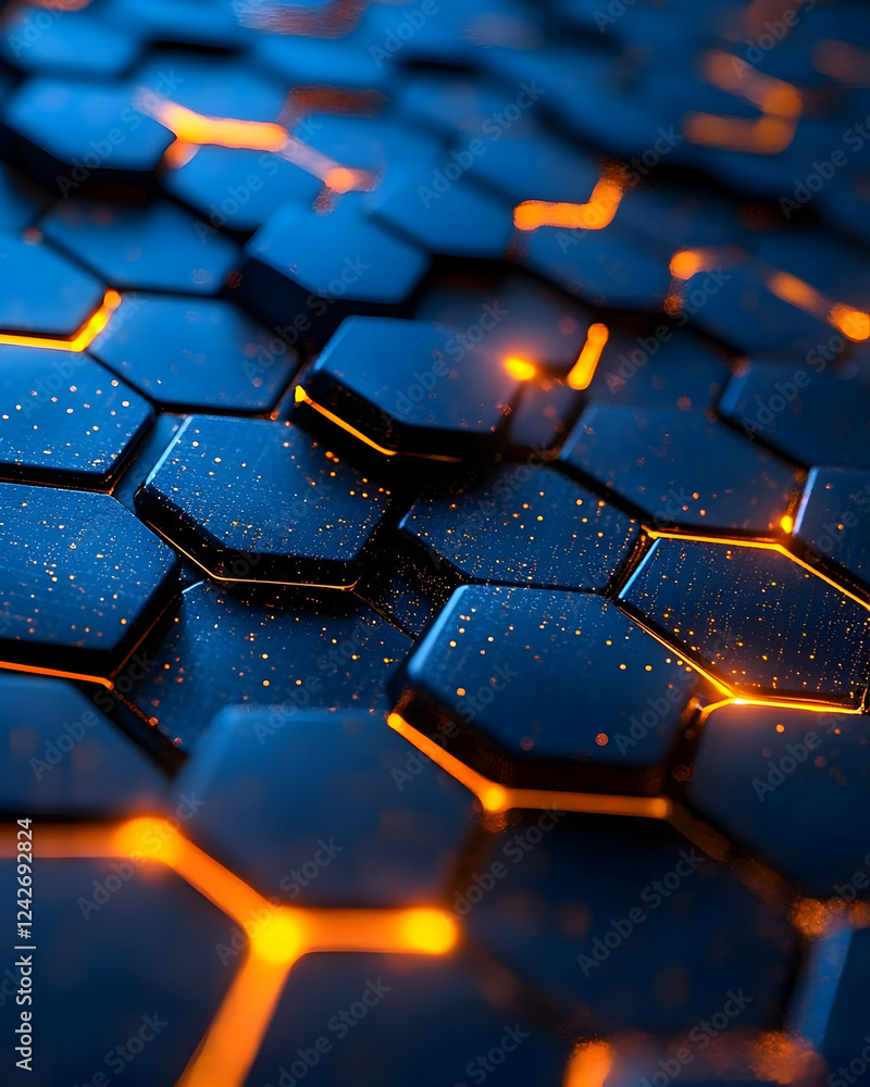 Glowing Hexagon Network: Abstract Design Glowing Hexagon Network: Abstract Design
