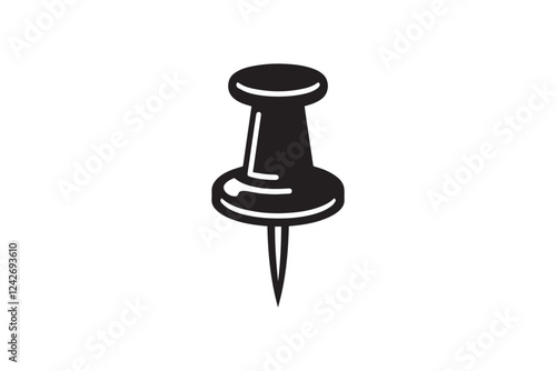 Push Pin vector silhouette isolated in white background