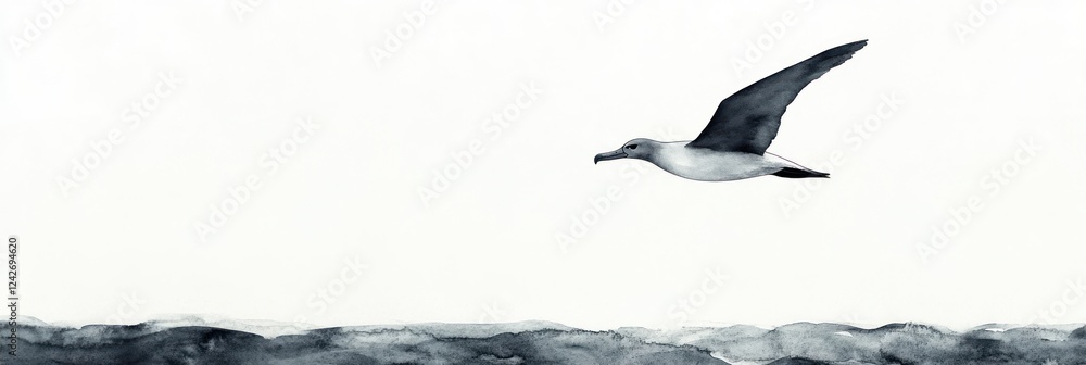 Obraz premium A Dark Grey Albatross Soaring Above Ocean Waves