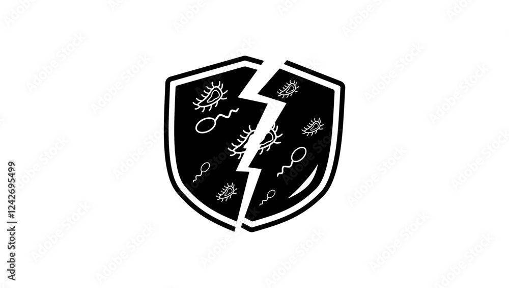 immunodeficiency symbol, black silhouette of isolates immunodeficiency symbol, black silhouette of isolates