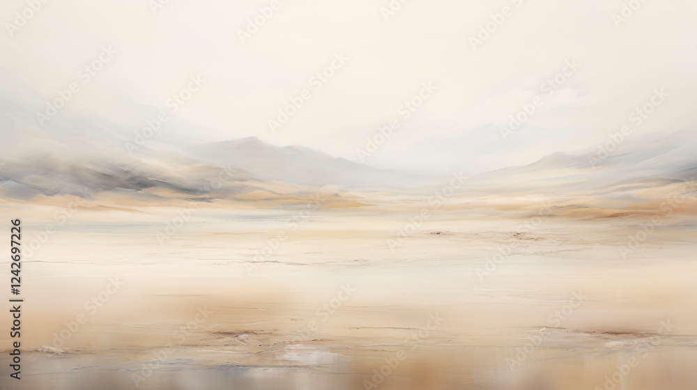 Naklejka premium A soft impressionistic landscape with a scenic foreground, ideal for a website background or banner.