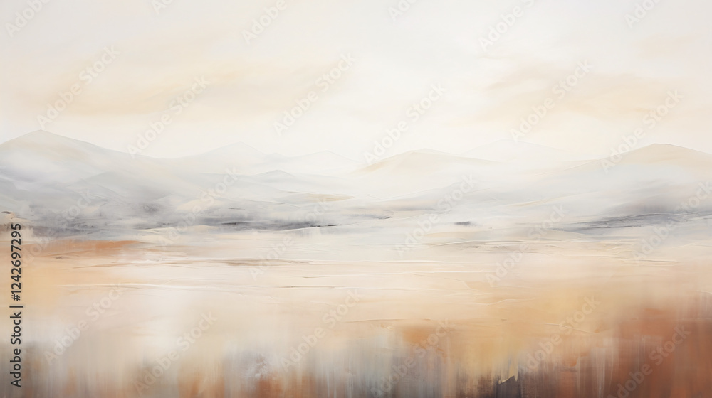 Fototapeta premium A soft impressionistic landscape with a scenic foreground, ideal for a website background or banner.