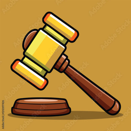 Wooden Gavel Cartoon Style Clipart – Vector Illustration