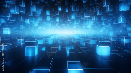 A technical background featuring many cubes arranged on the right, perfect for technology displays and presentations.

