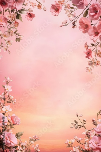 Wallpaper Mural Serene Floral Frame on Soft Pink Background Torontodigital.ca