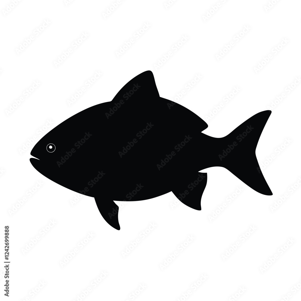 Pacu Silhouette Vector Art and Pacu Fish Black Design Illustration Pacu Silhouette Vector Art and Pacu Fish Black Design Illustration