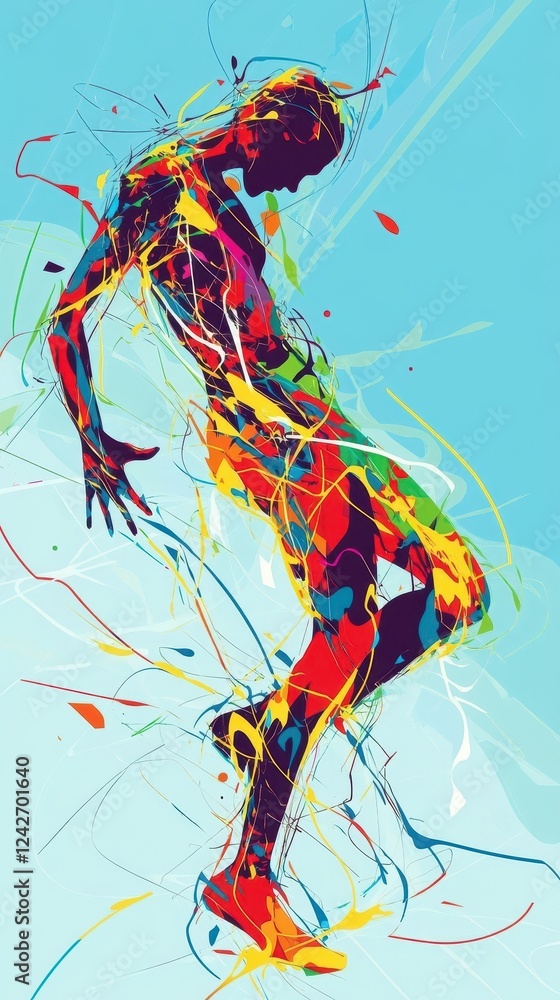 Obraz premium Abstract Colorful Figure Dynamically Moving Through Space