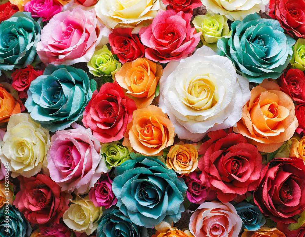 Backdrop of colorful paper roses
Backdrop of colorful paper roses