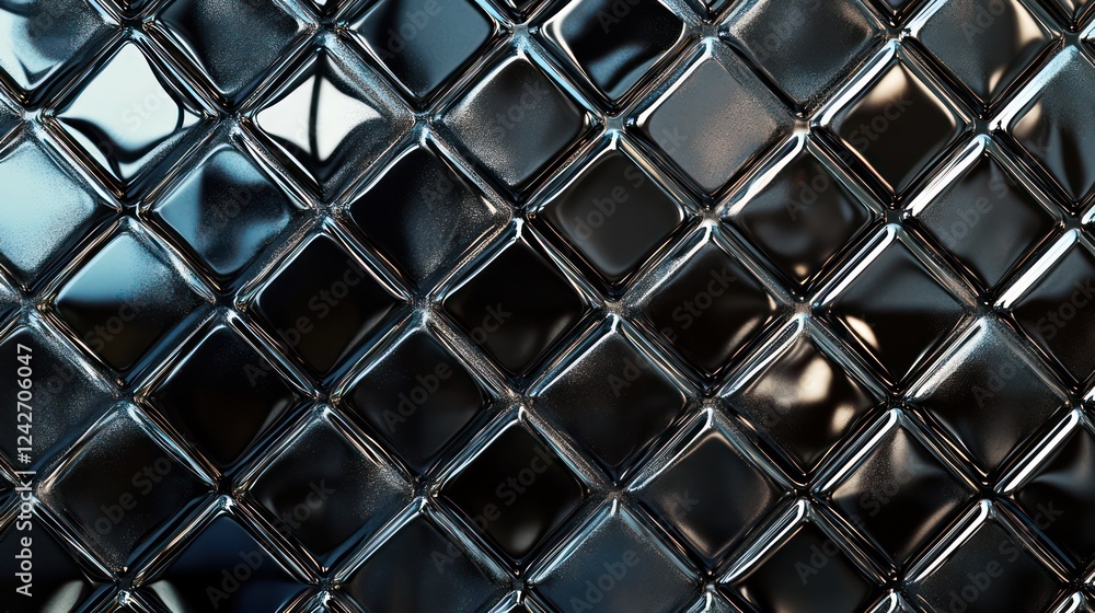 Metallic diamond tile wall mockup featuring shimmering surfaces and reflective angles, showcasing the elegant texture Metallic diamond tile wall mockup featuring shimmering surfaces and reflective angles, showcasing the elegant texture