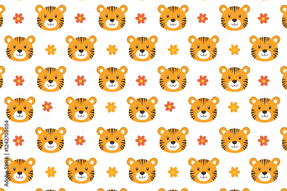 Cute tiger seamless pattern background illustration Cute tiger seamless pattern background illustration