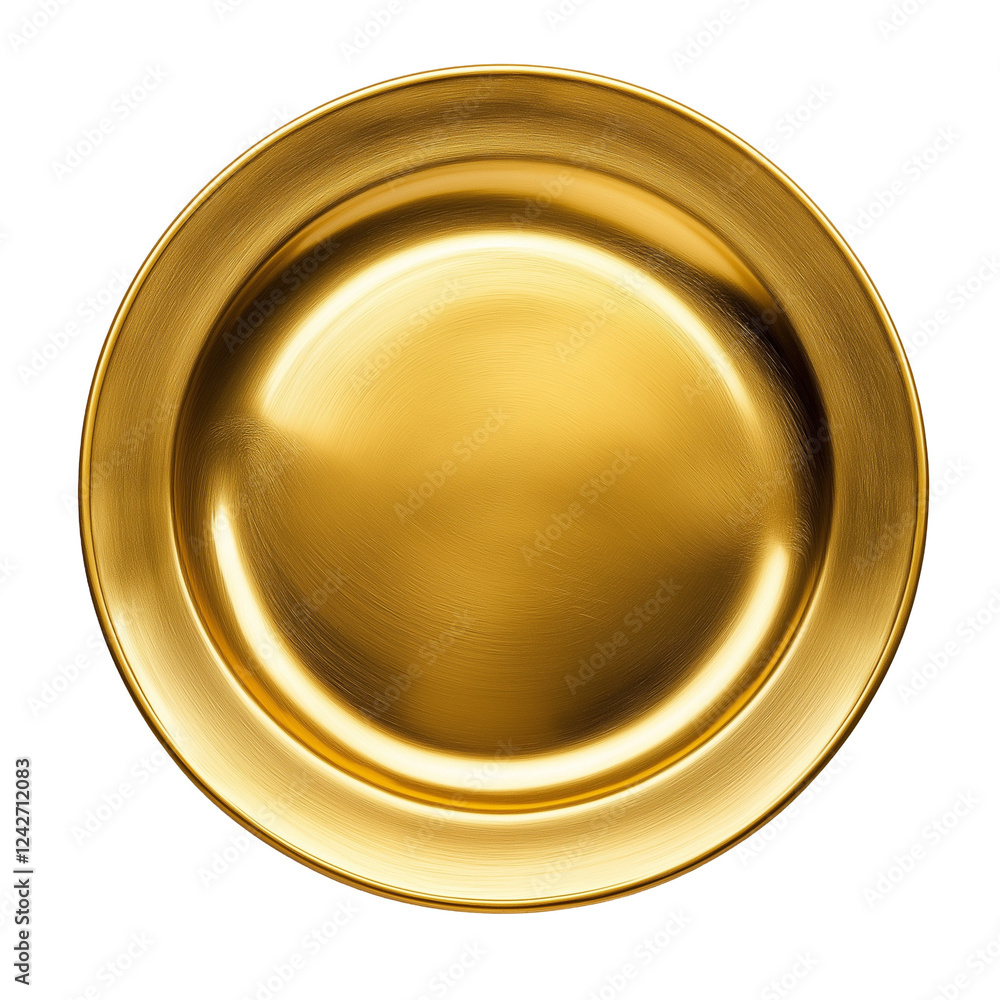 golden plate top view isolated on transparent white background, clipping path golden plate top view isolated on transparent white background, clipping path