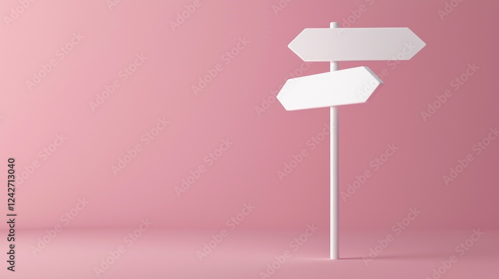 White Signpost on Pink Background White Signpost on Pink Background