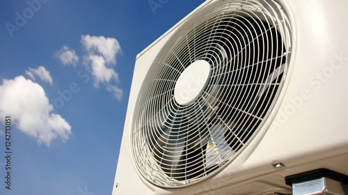 Wallpaper Mural A close-up view of an air conditioning unit against a blue sky with clouds. Torontodigital.ca