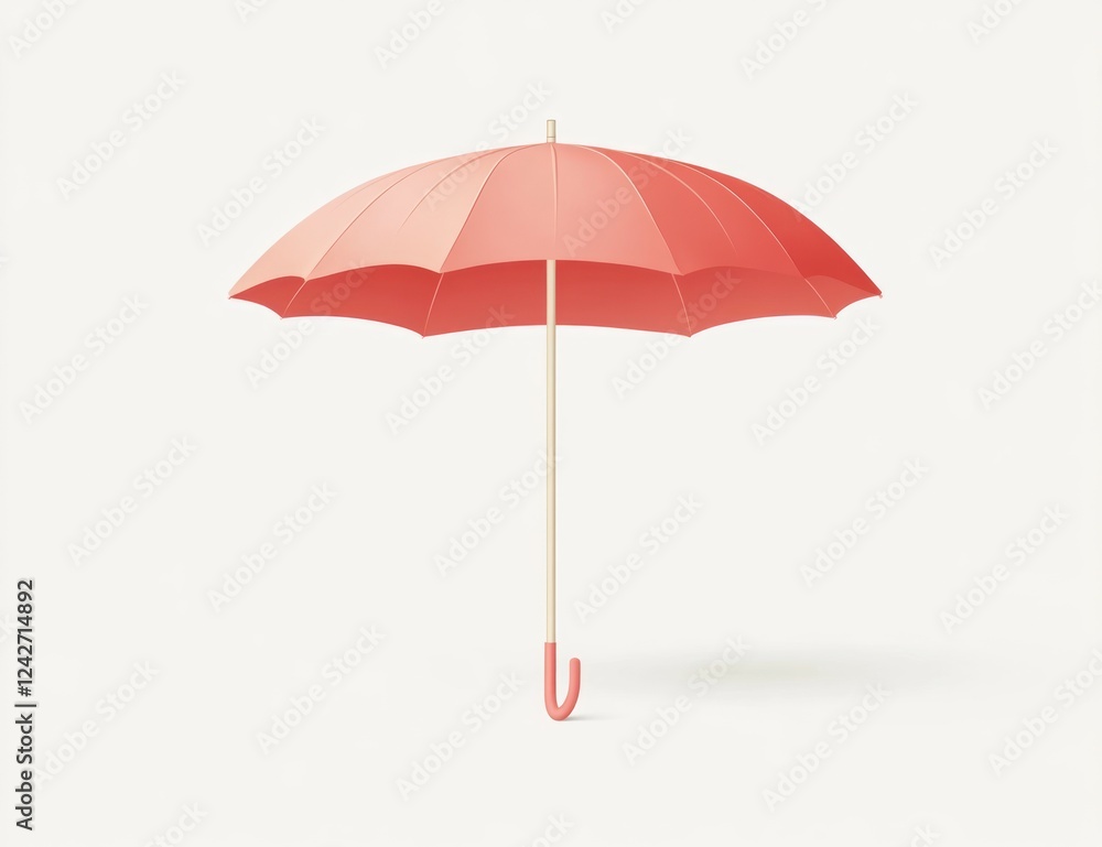 Coral umbrella open, white background, studio shot, product photography Coral umbrella open, white background, studio shot, product photography
