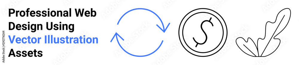 Arrows forming a circular motion, dollar coin icon, and abstract leaf art balancing design and function. Ideal for creativity, workflow, finance, eco concepts, branding, design flat landing page Arrows forming a circular motion, dollar coin icon, and abstract leaf art balancing design and function. Ideal for creativity, workflow, finance, eco concepts, branding, design flat landing page