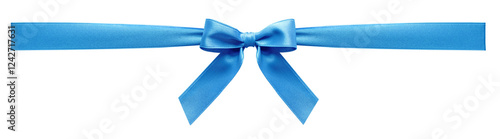 Premium of shiny blue tied silk,satin ribbon bow,showing fabric delicate texture for decoration gift card design in special day and holiday themes.realistic elements.not ai generated