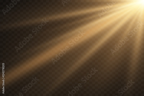 Glowing effect of light rays, flash of light, flare of lines. On a transparent background.