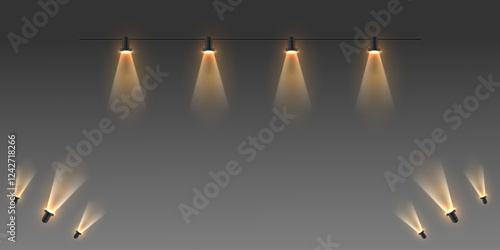 Light sources from a spotlight, studio, podium lighting, lighting effect.