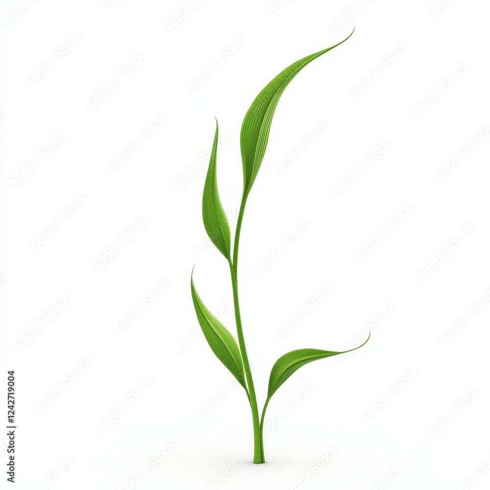 Obraz premium Single Green Leaf Isolated on White Background for Natural Themes