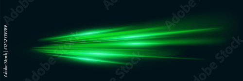 Flash of green light and speed lines. Vector illustration