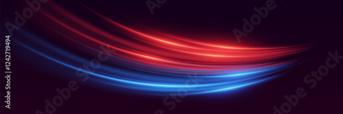 Neon light and high speed light lines. Vector illustration
