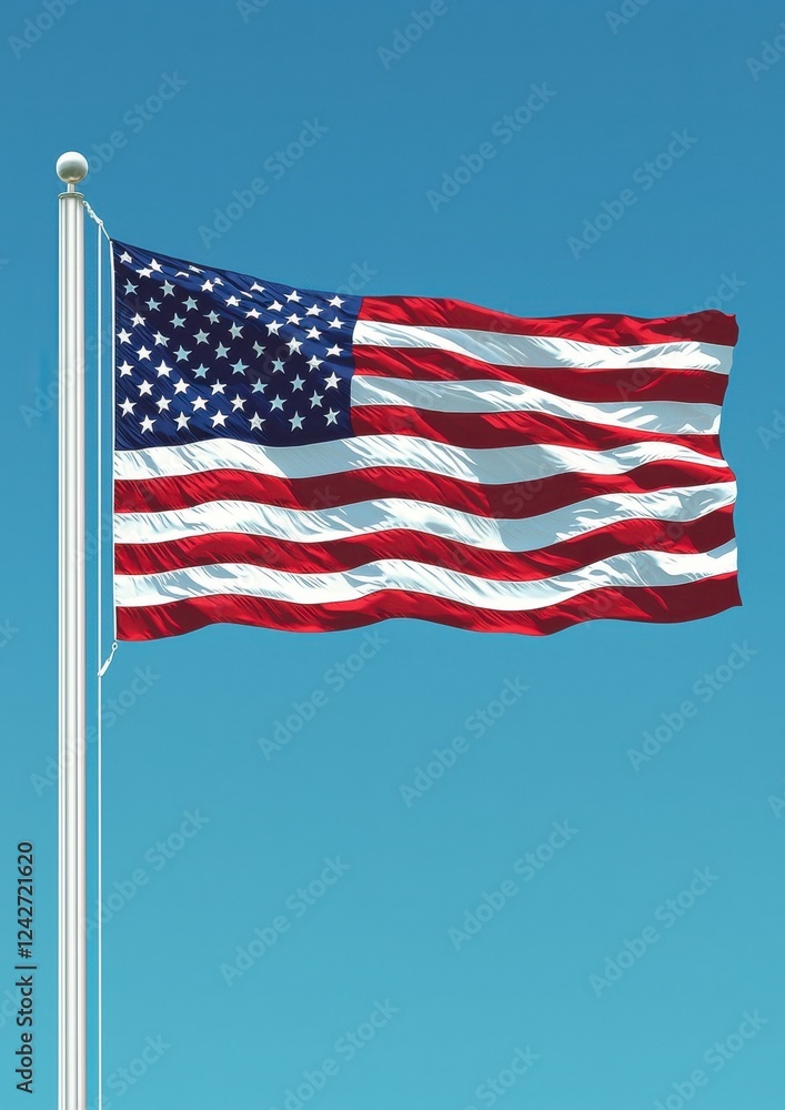 Obraz premium A waving American flag with stars and stripes