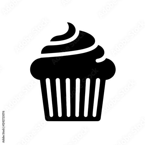 Sweet Treat Silhouette: A simple yet charming silhouette of a cupcake, showcasing a classic treat with a swirl of frosting on top. Perfect for bakery menus, dessert blogs.