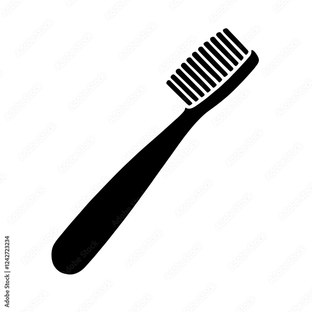 Simple Toothbrush Icon: A minimalist, black and white illustration of a toothbrush, ideal for dental care and hygiene related projects and presentations. Simple Toothbrush Icon: A minimalist, black and white illustration of a toothbrush, ideal for dental care and hygiene related projects and presentations.