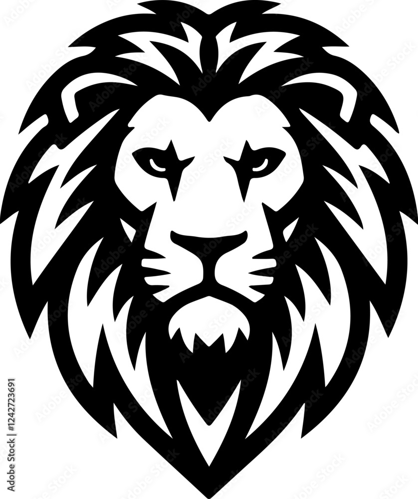 Obraz premium Illustration of a head of lion. Lion head mascot. Design element for logo, label, sign, poster, card. Vector illustration