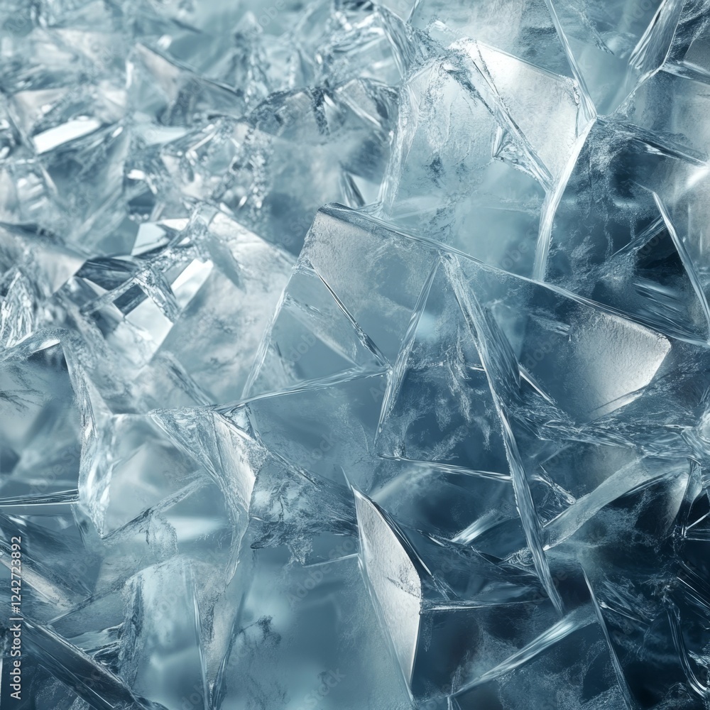 Obraz premium Crystal Clear Ice Texture with Sharp Edges and Reflections