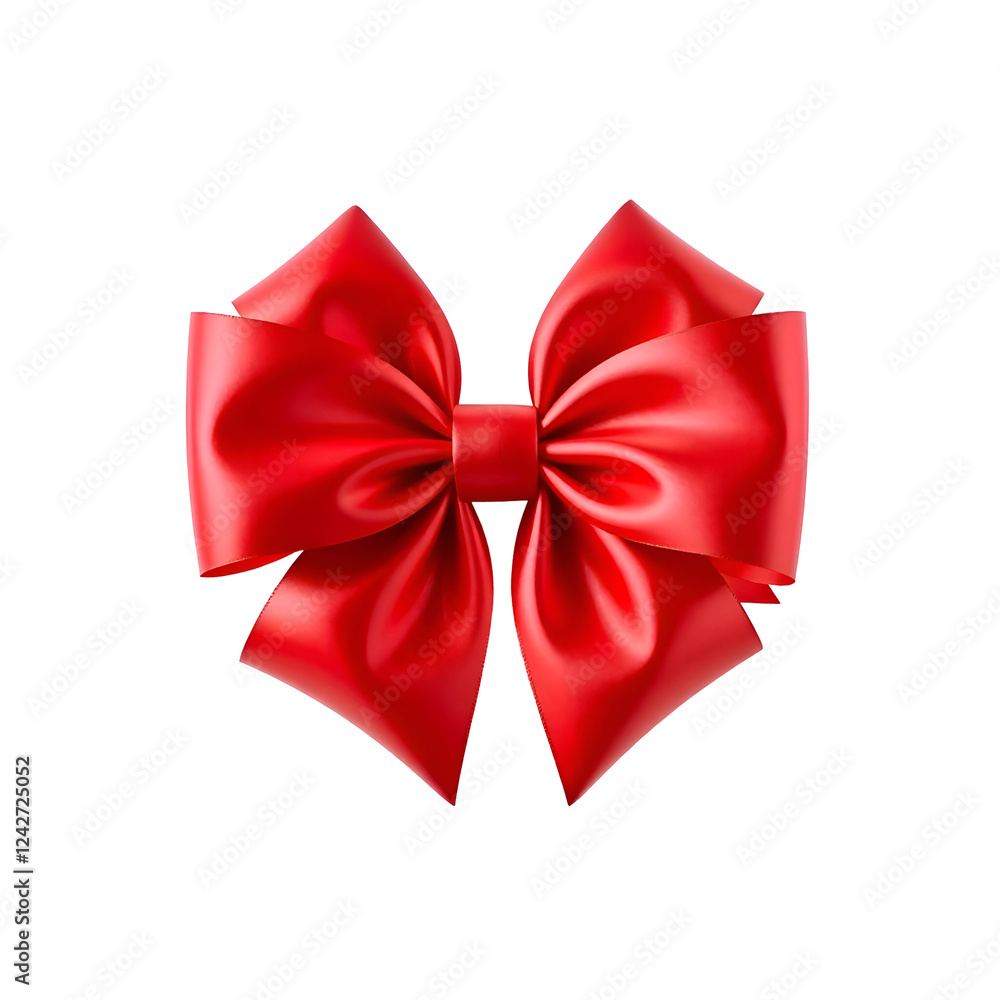 Shiny Red Ribbon Bow on Transparent Background – Decorative Gift Wrap Element Shiny Red Ribbon Bow on Transparent Background – Decorative Gift Wrap Element