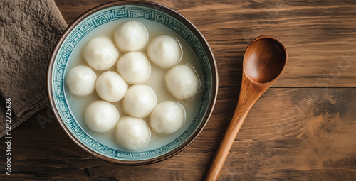 A bowl of delicious Yuanxiao on the warm table
