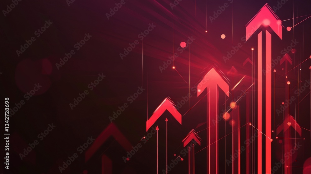 Abstract Business Growth Visualization: Red Upward Arrows Symbolize Success and Expansion Abstract Business Growth Visualization: Red Upward Arrows Symbolize Success and Expansion