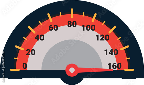 Illustration Of Gauge Indicator, Speedomeer, Odometer