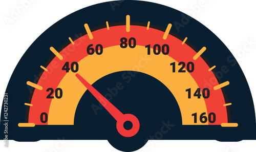 Illustration Of Gauge Indicator, Speedomeer, Odometer