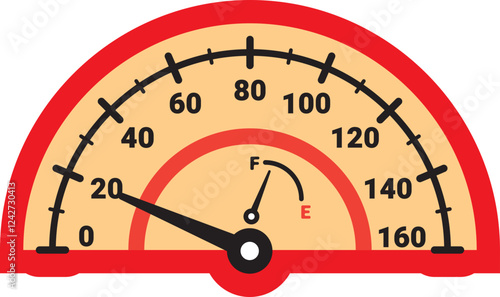 Illustration Of Gauge Indicator, Speedomeer, Odometer