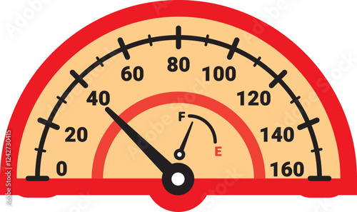 Illustration Of Gauge Indicator, Speedomeer, Odometer