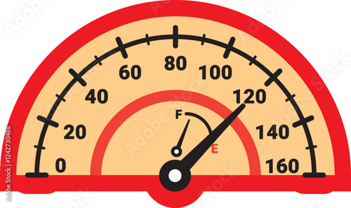 Illustration Of Gauge Indicator, Speedomeer, Odometer