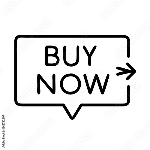 A speech bubble with "Buy Now," representing conversational marketing for sales.