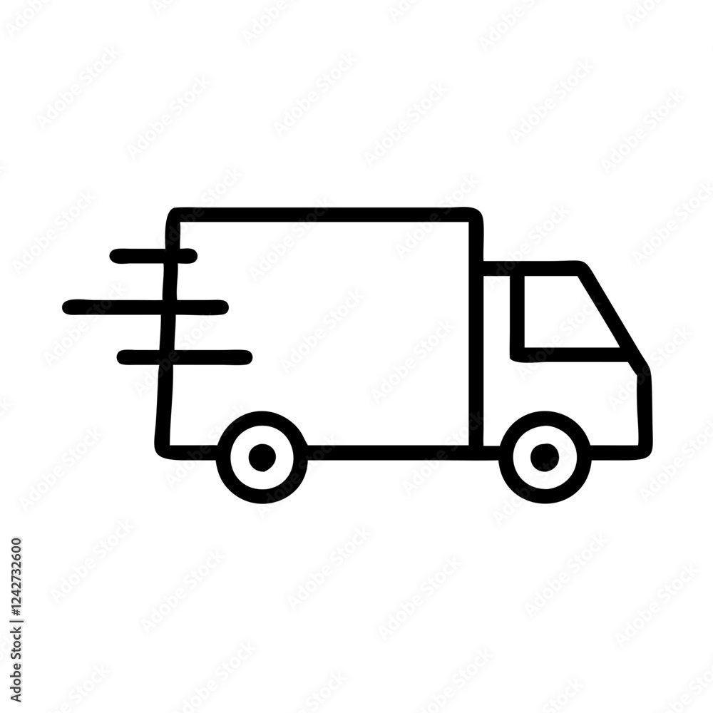 Delivery truck icon with motion lines, representing fast shipping, express delivery, and e-commerce logistics. Delivery truck icon with motion lines, representing fast shipping, express delivery, and e-commerce logistics.