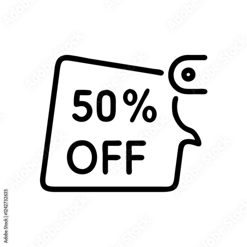Price tag icon with "50% Off," perfect for discounts, special promotions, and clearance sales.