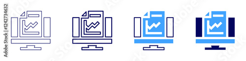 Cost reduction icon in 4 different styles. Thin Line, Line, Bold, and Bold Line. Duotone style. Editable stroke