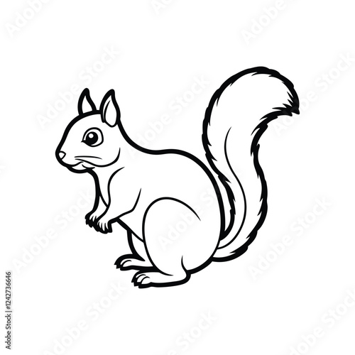 Line art outline vector squirrel on a white background