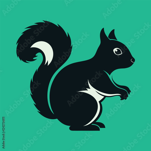 Color Silhouette Illustration of a Squirrel