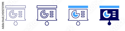 ROI analysis icon in 4 different styles. Thin Line, Line, Bold, and Bold Line. Duotone style. Editable stroke