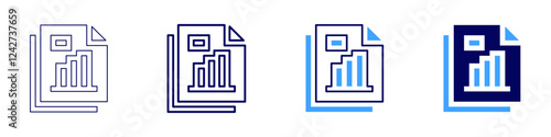 Sustainability analysis icon in 4 different styles. Thin Line, Line, Bold, and Bold Line. Duotone style. Editable stroke