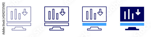 System analysis icon in 4 different styles. Thin Line, Line, Bold, and Bold Line. Duotone style. Editable stroke