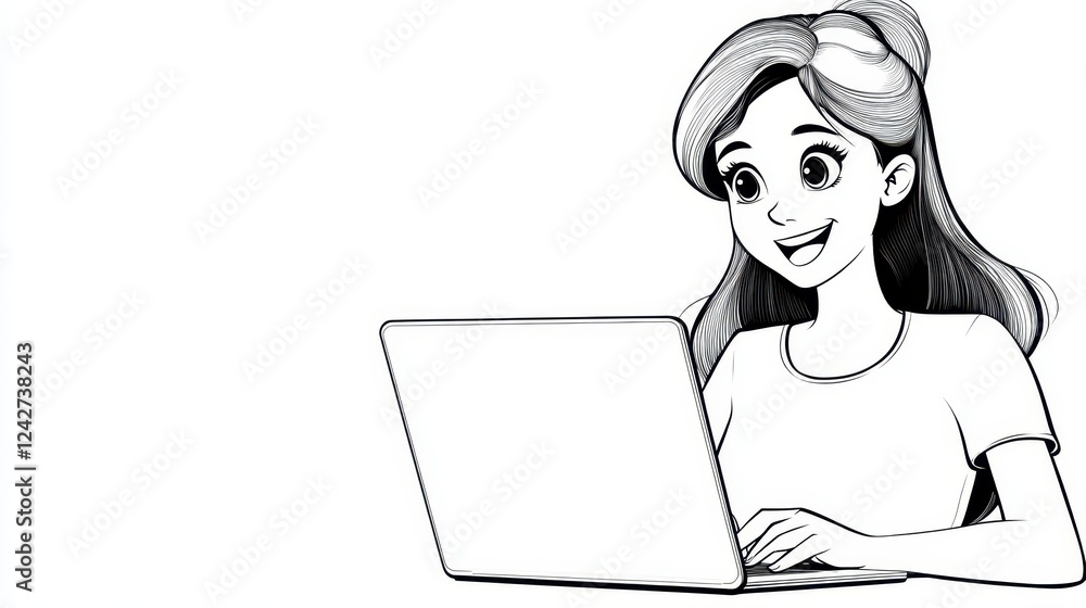 A high school student is enthusiastically engaged in her studies, happily typing away on her laptop during an afternoon study session in a vibrant classroom filled with natural light A high school student is enthusiastically engaged in her studies, happily typing away on her laptop during an afternoon study session in a vibrant classroom filled with natural light
